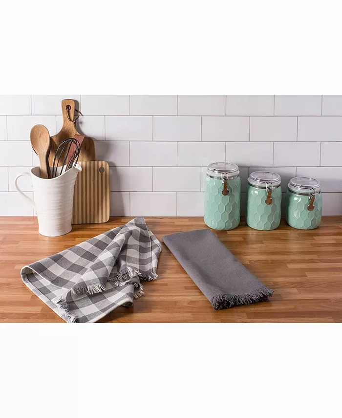 Design Imports Asset Gray Heavyweight Fringed Dishtowel Set of 4