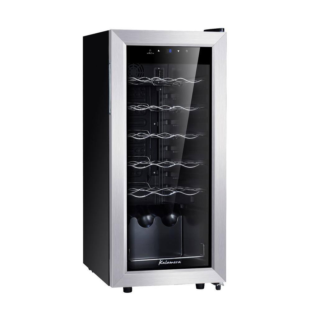 Kalamera Single Zone 18-Bottle Free Standing Compressor Wine Cooler with Glass Door KRC-18SS