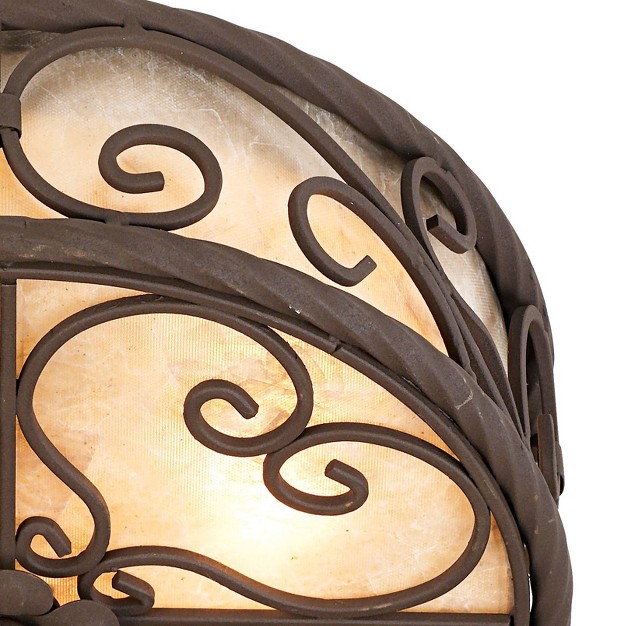 Wide Dark Walnut Scroll 3 light Drum Shade For Bedroom Kitchen Living Room