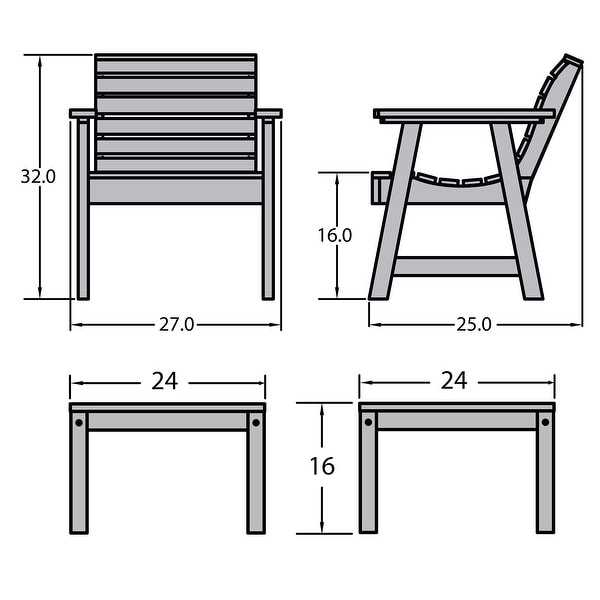 2 Highwood Weatherly Garden Chairs with 1 Square Side Table