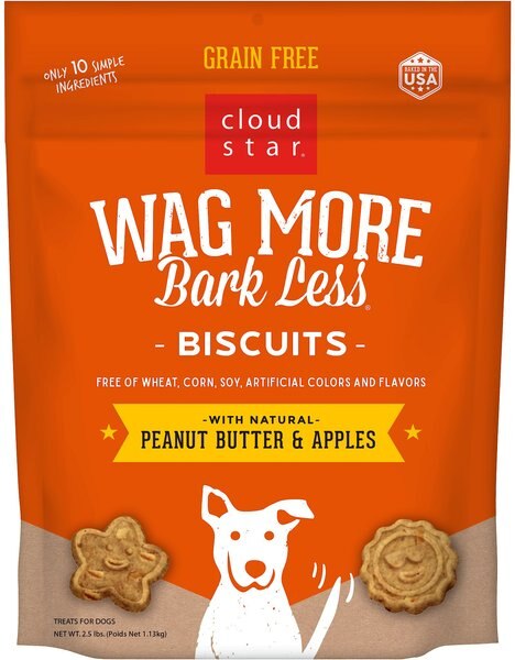 Cloud Star Wag More Bark Less Grain-Free Peanut Butter and Apples Flavor Dog Treats