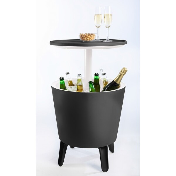 Keter Cool Bar Indoor Outdoor Patio Beverage Cooler and Bar PopUp Side Table