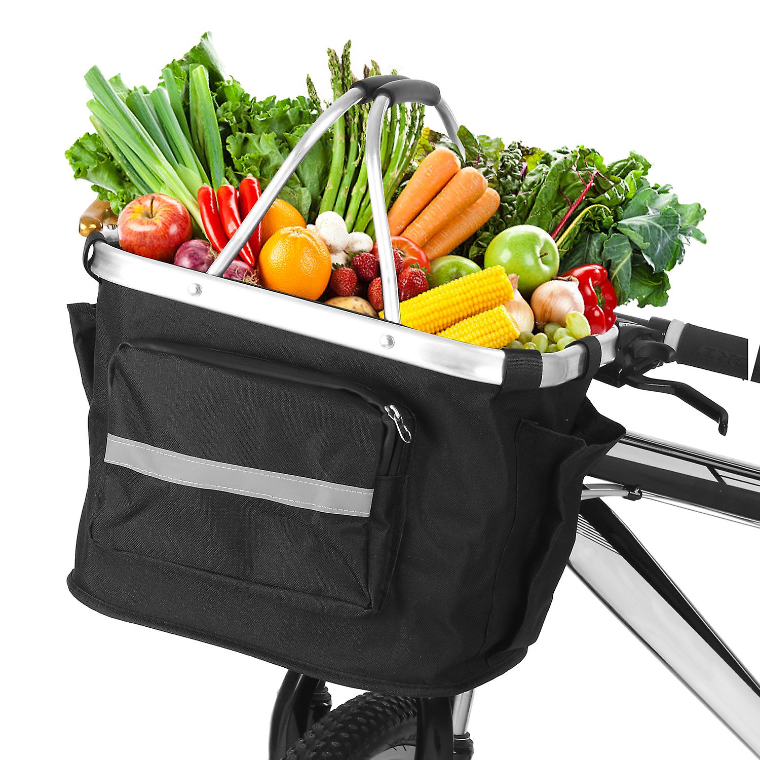 Collapsible Bike Basket Detachable Bicycle Handlebar Front Basket Bag Pet Carrier Bag For Shopping Commuting No.325351