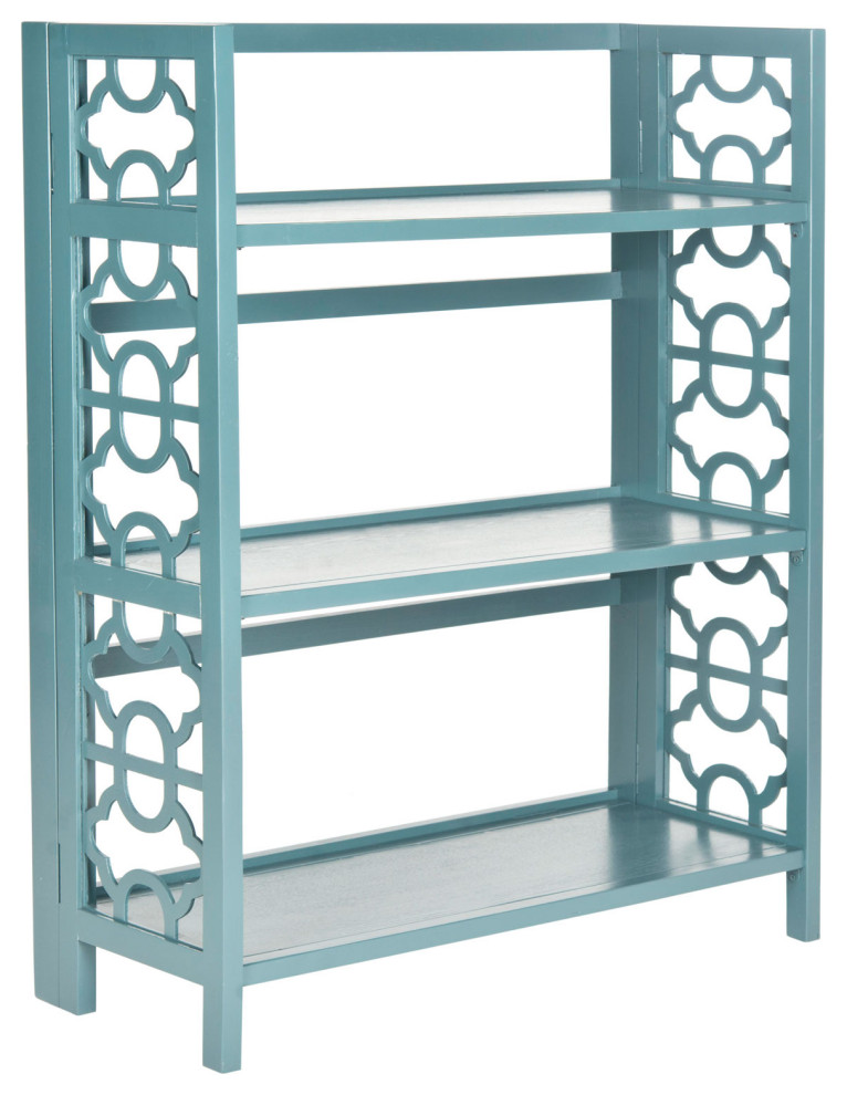 Robin 3 Tier Low Bookcase Teal   Transitional   Bookcases   by Peachtree Fine Furniture  Houzz