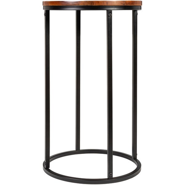 Zarna Modern Round Mixed Material Frame End Table - 24