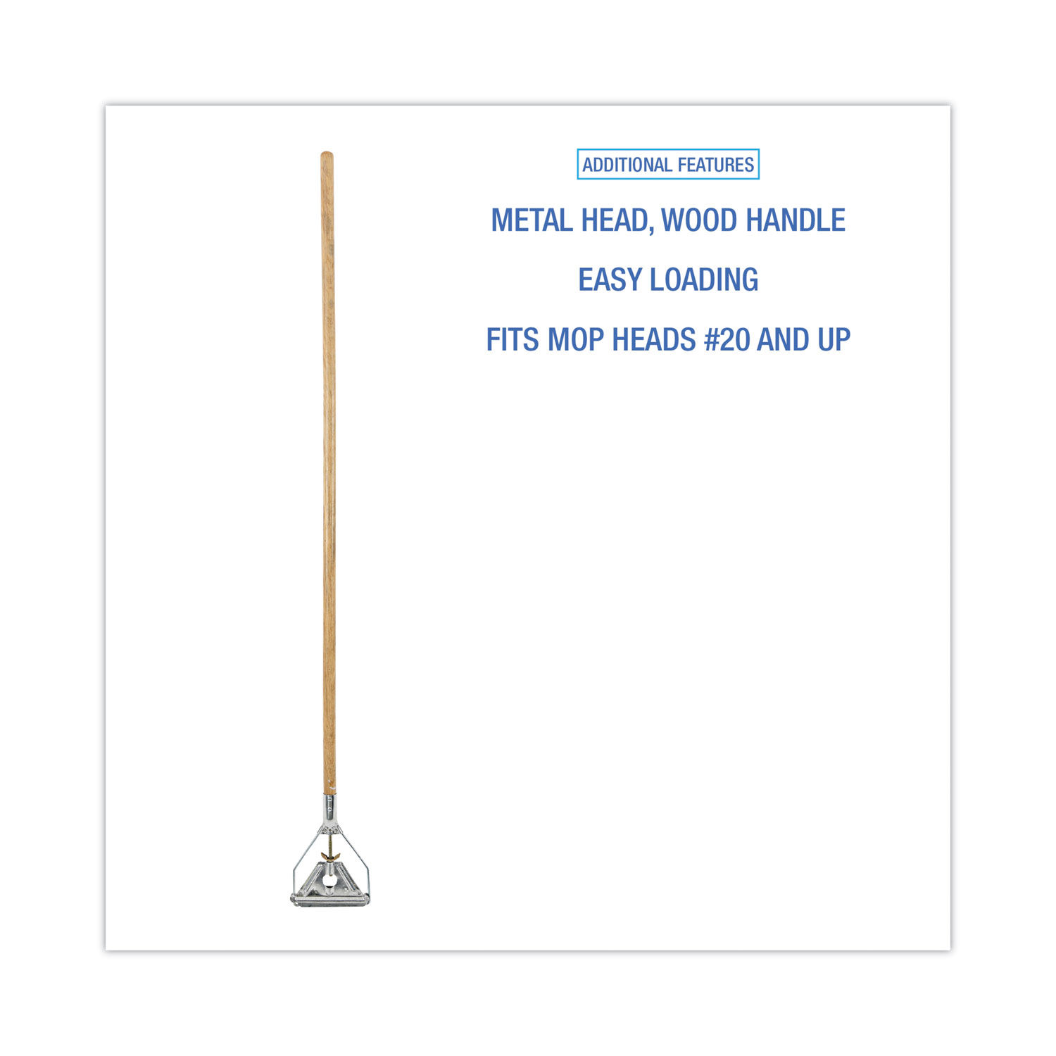 Quick Change Metal Head Wooden Mop Handle by Boardwalkandreg; BWK601