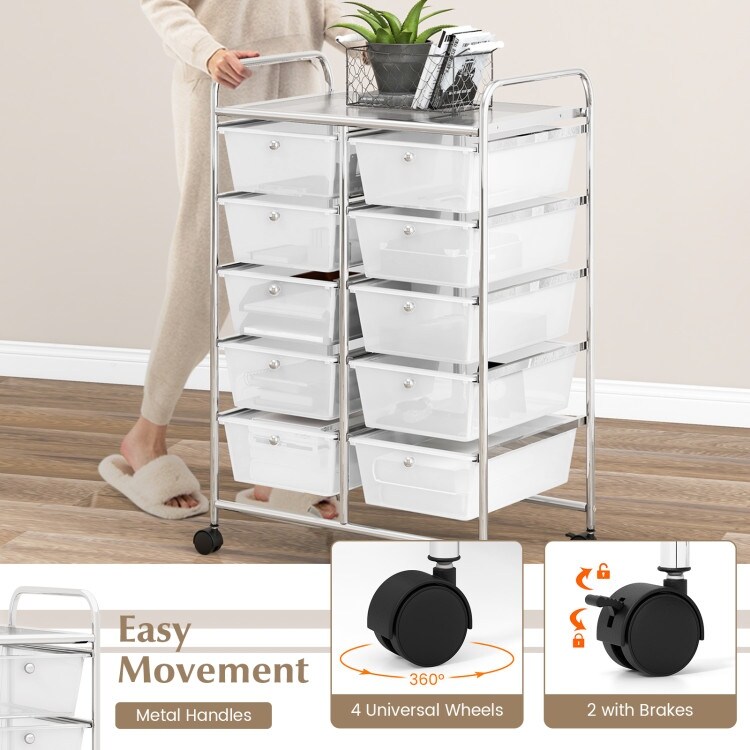 10 Drawer Rolling Storage Cart