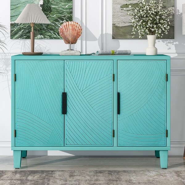 Wooden Accent Storage Cabinet Sideboard Buffet with Antique Doors