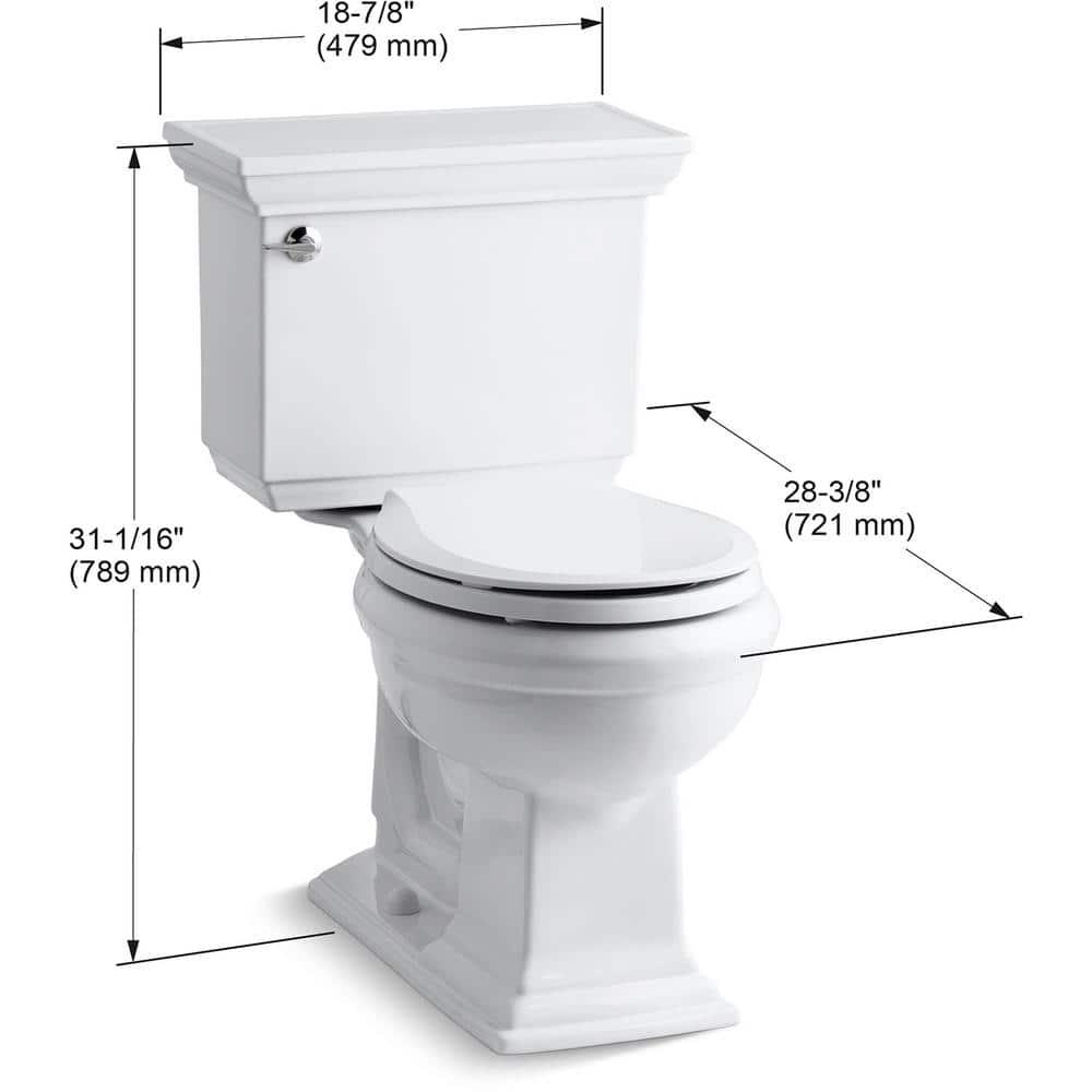 KOHLER Memoirs Stately 2Piece 128 GPF Single Flush Round Toilet with AquaPiston Flushing Technology in White