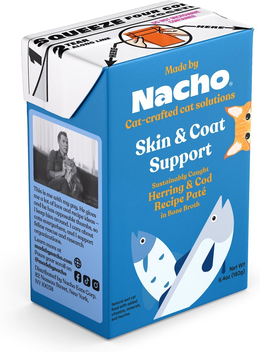 Made by Nacho Skin and Coat Support Sustainably-Caught Herring and Cod Recipe in Bone Broth Pate Wet Cat Food