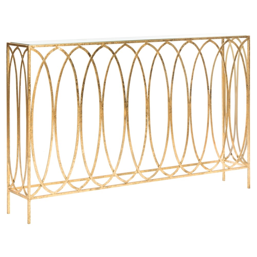 SAFAVIEH Carina Oval Ringed Gold Console Table   48\