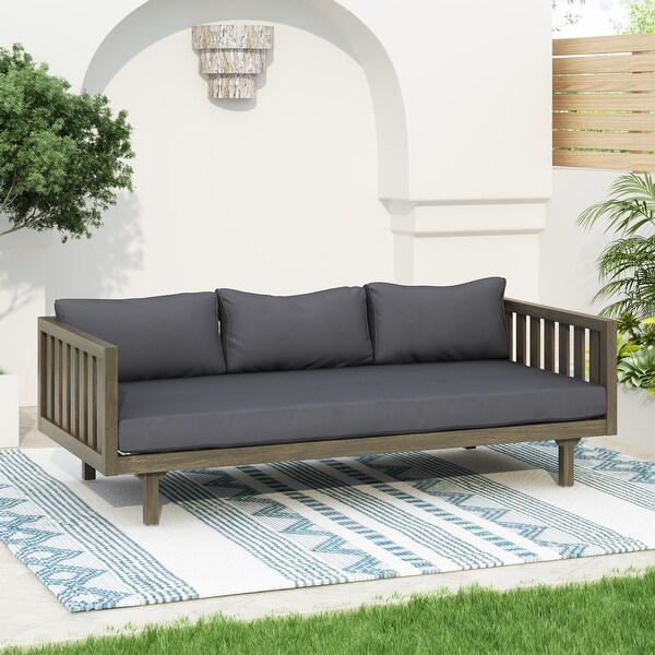 Claremont Farmhouse Outdoor 3 Seater Daybedy with Waterfabric Cushion by Christopher Knight Home