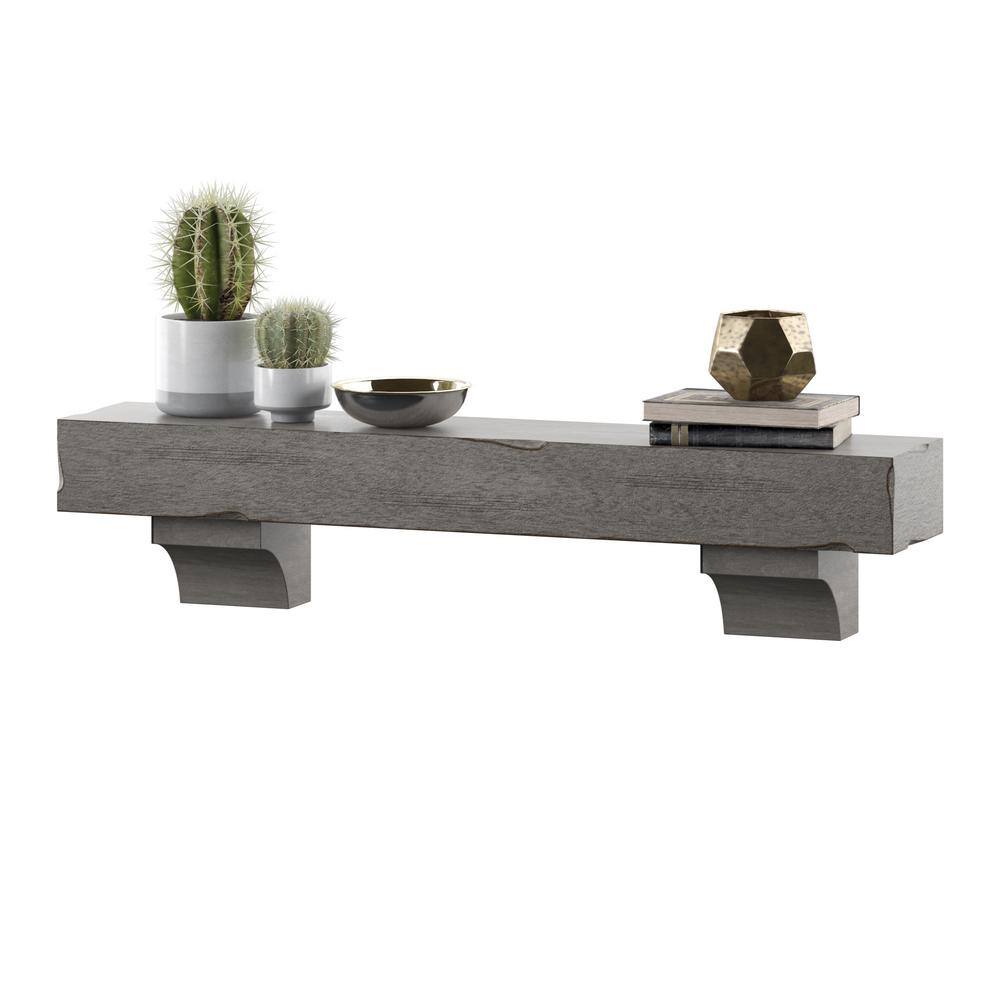 Twin Star Home 48 in. Weathered Gray Cap-Shelf Mantel MS48-6210-B523