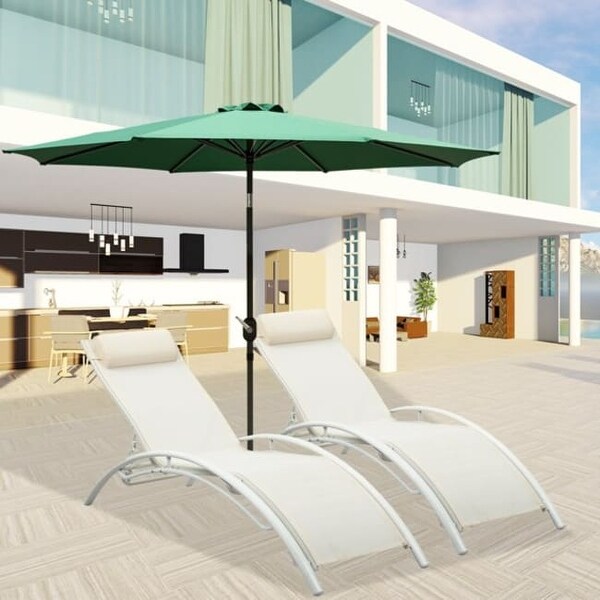 2-Piece Aluminum Outdoor Chaise Lounge