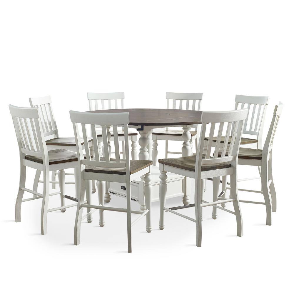 Steve Silver Joanna Ivory And Dark Oak 9-Piece Counter Height Dining Set JA59599PC