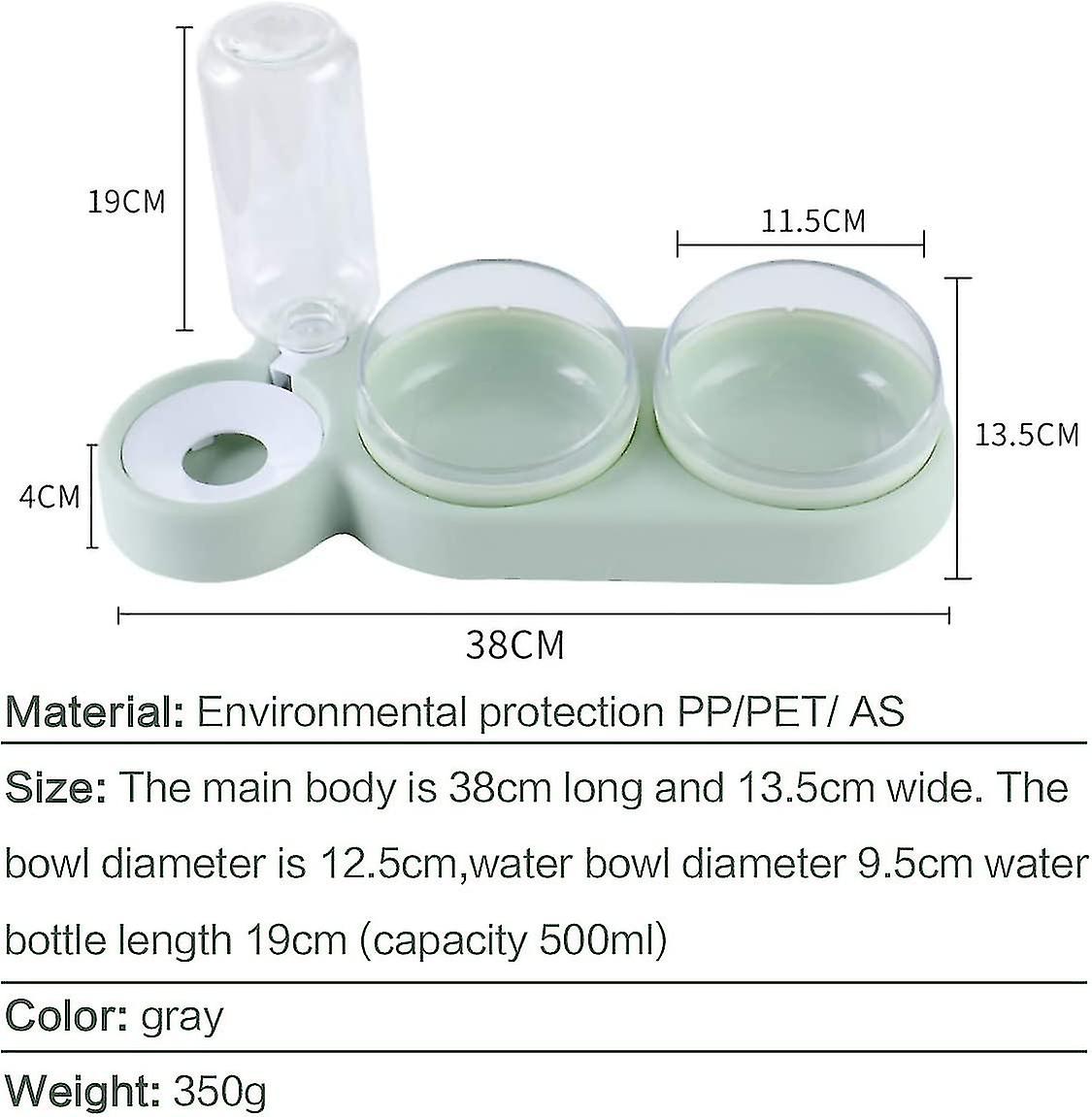 Double Raised Cat Bowl， 15 Tilt Anti-vomiting Cat Bowl 3-in-1 Automatic Water Storage Pet Bowl， Available(green)