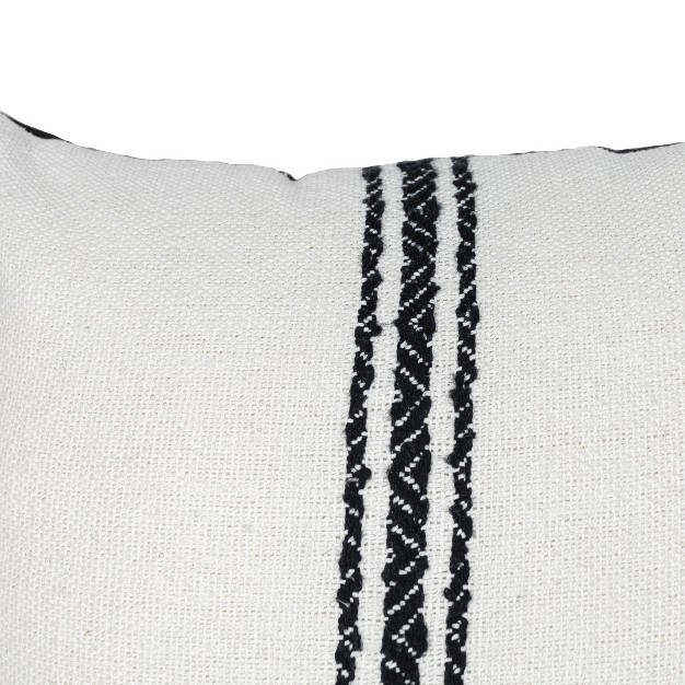 18x18 Inch Hand Woven Pillow Black Cotton With Polyester Fill Foreside Home amp Garden