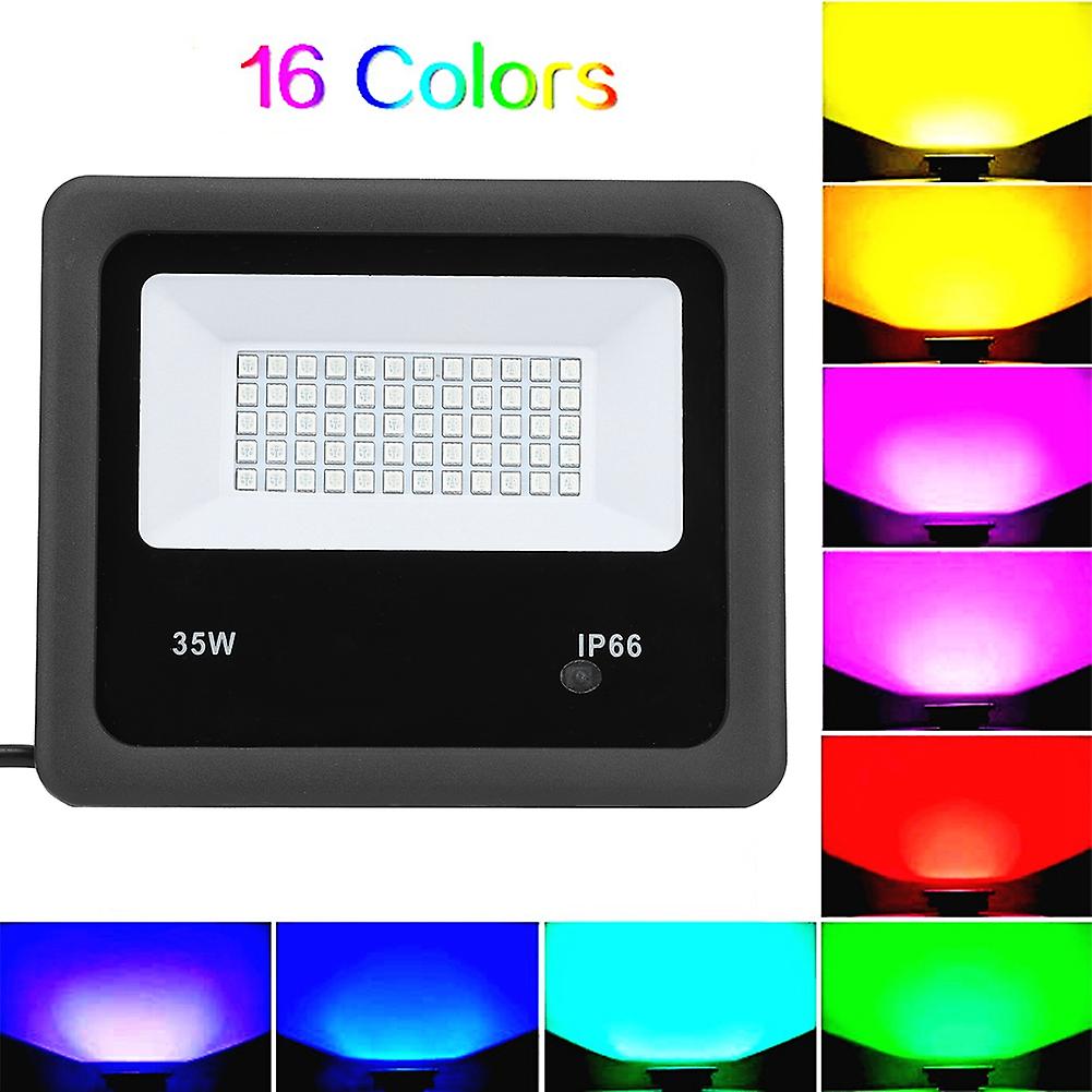 Led Colorful Rgb Remote Control Floodlight Projection Light 35w For Courtyard Lane Ac85-265veu