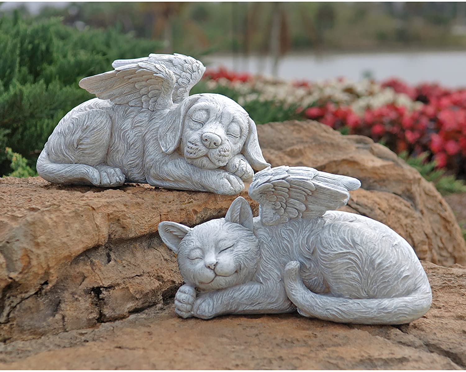 Design Toscano Lawn and Garden Outdoor Decor Stone Dog Memorial Angel Pet Statue