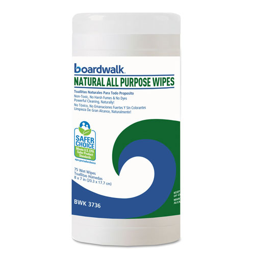 Boardwalk Natural All Purpose Wipes | 7 x 8， Unscented， 75