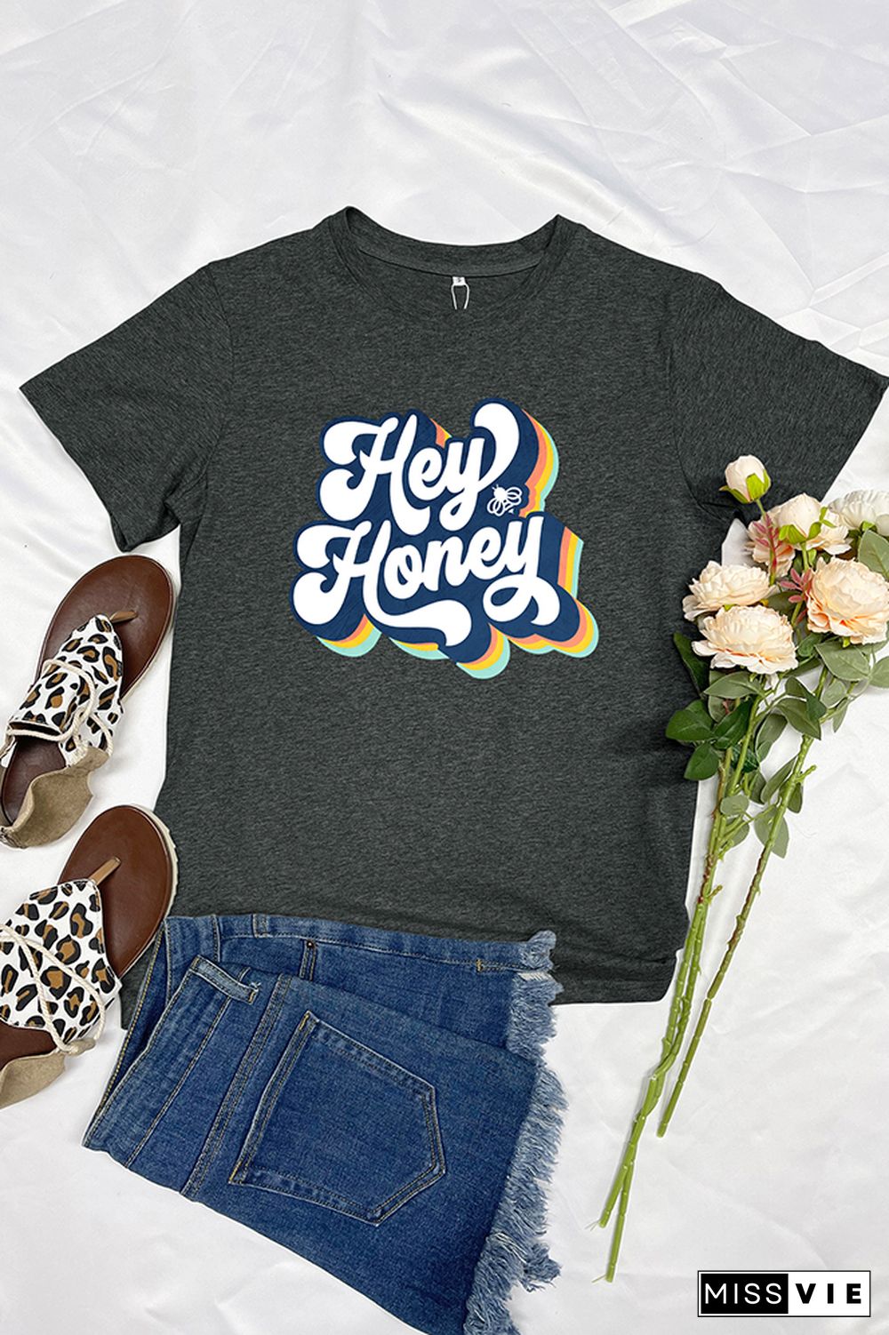 Hey Honey Retro Bee Short Sleeve Graphic Tee Wholesale