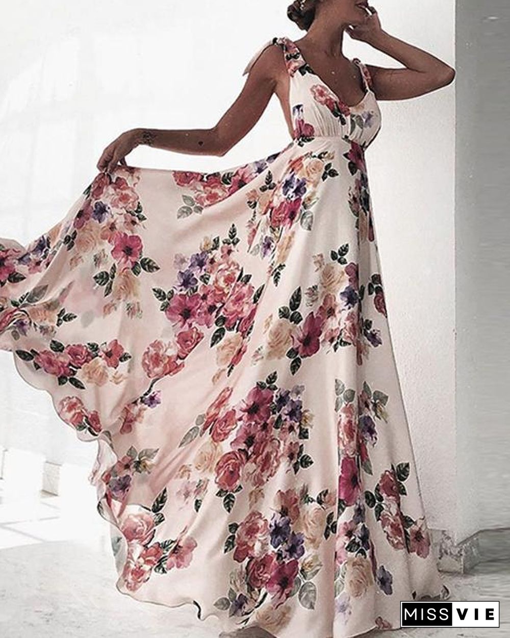 Sexy New Backless Floral Print Maxi Dress