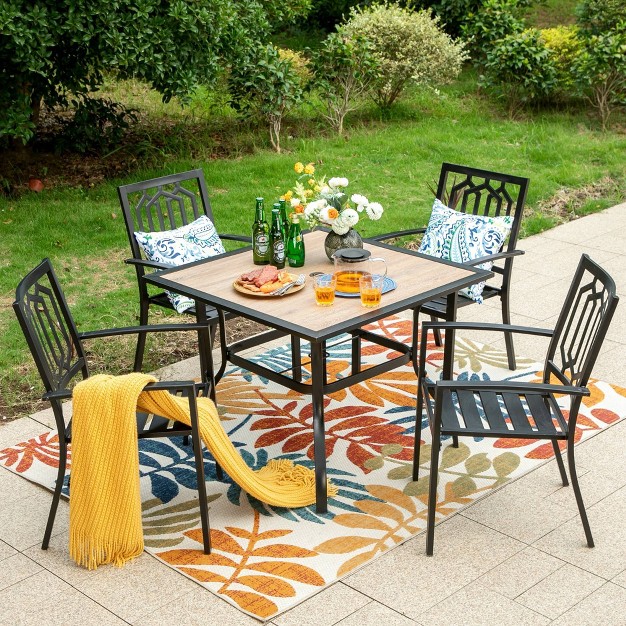 5pc Patio Table amp Metal Chairs With Diamondback Design Captiva Designs