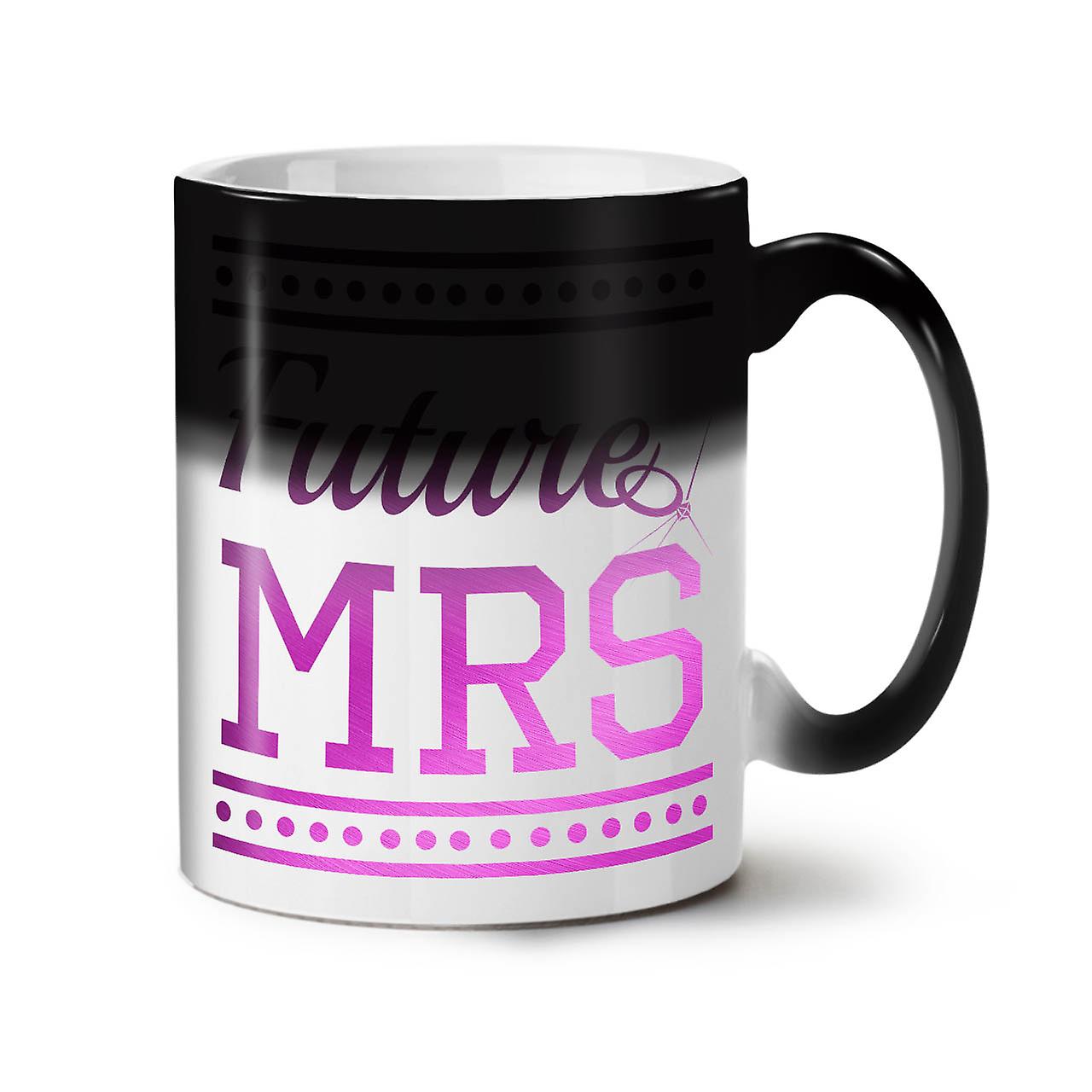 Pink Future Mrs NEW Black Colour Changing Tea Coffee Ceramic Mug 11 oz | Wellcoda