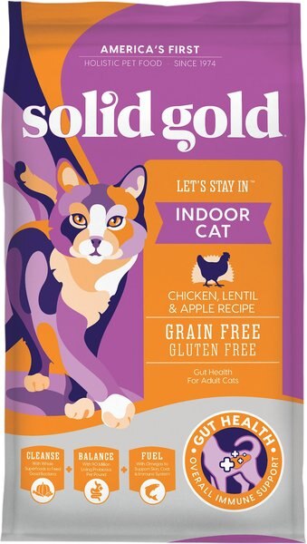 Solid Gold Let's Stay In Chicken， Lentil and Apple Recipe Adult Grain-Free Indoor Dry Cat Food