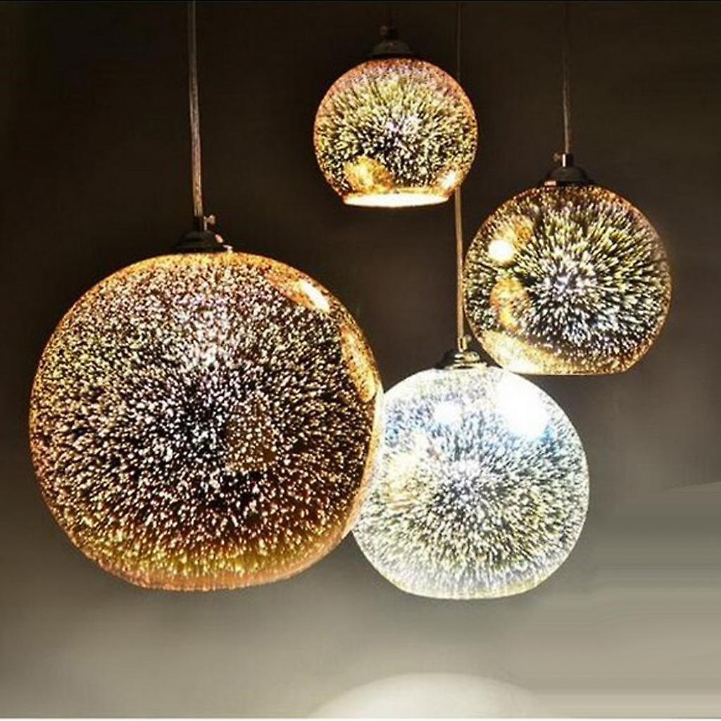 2-piece 3d Colored Sparkling Glass Ceiling Lights Pendant Lampshade Silver