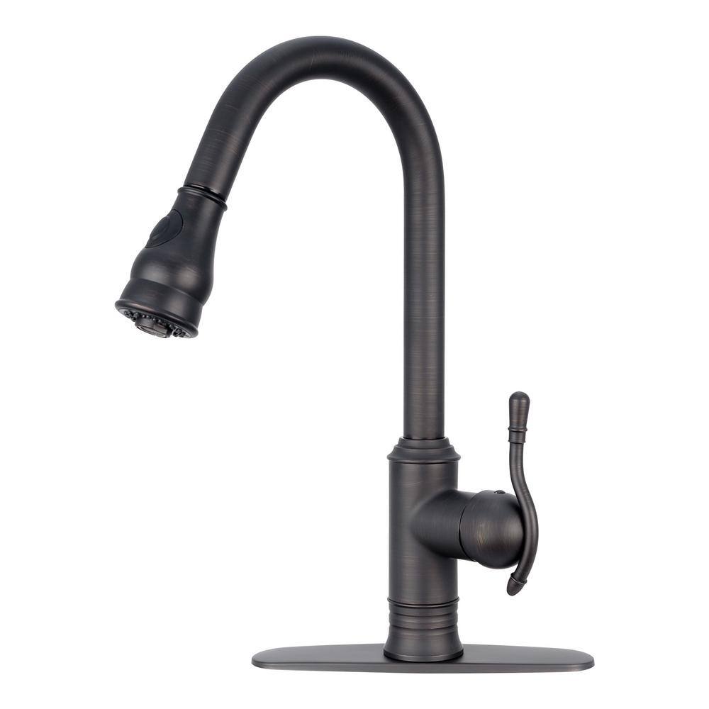 Akicon Single Handle Pull-Down Sprayer Kitchen Faucet in Oil Rubbed Bronze AK415-ORB