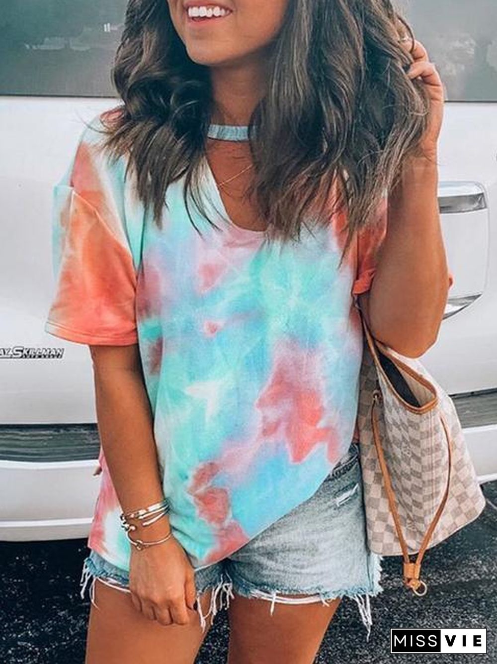 Tie Dye Printed Multicolor T-Shirt