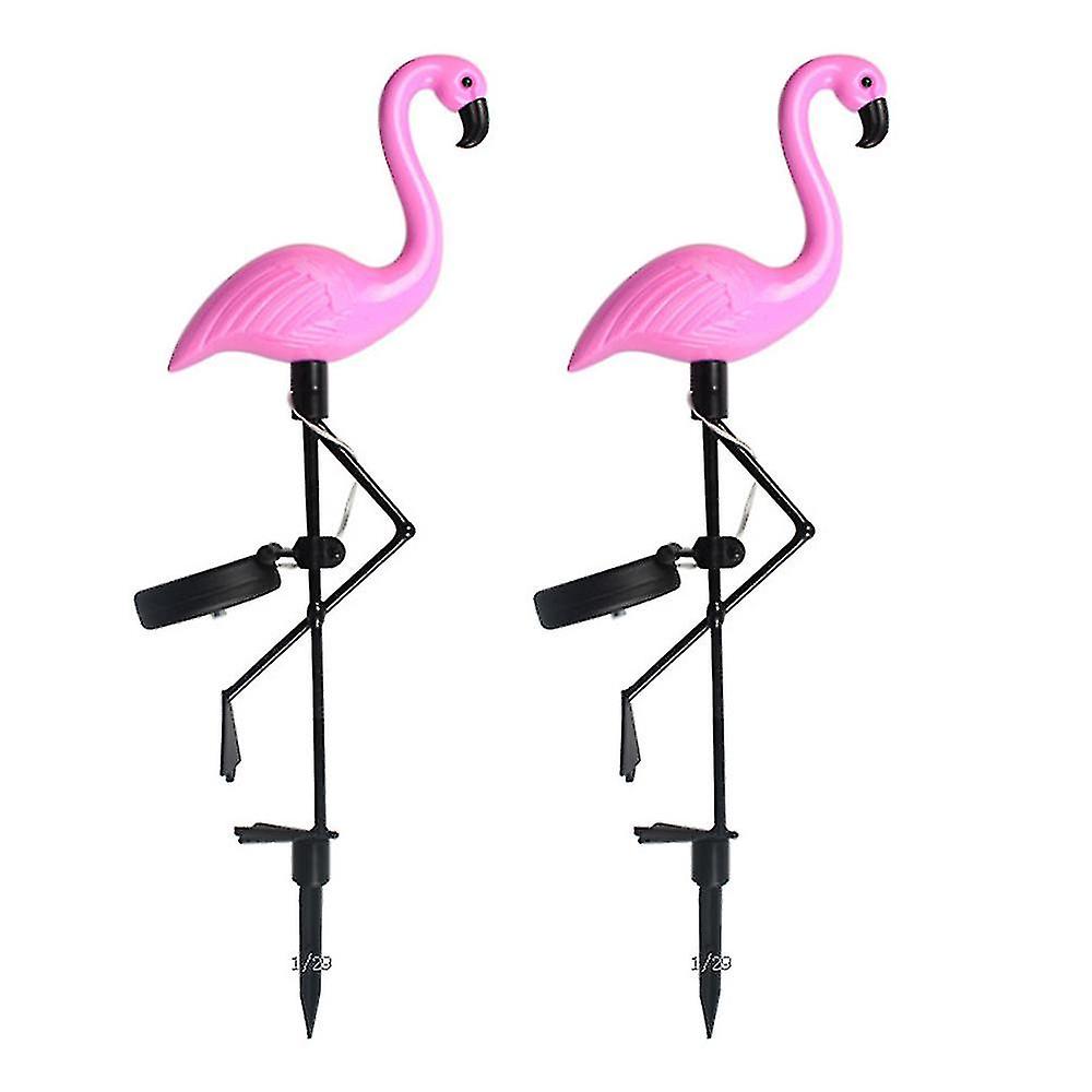 2 Pack Pink Flamingo Solar Outdoor Led Lawn Lights Decorative Pile Lights Pink Flamingo Garden Pile