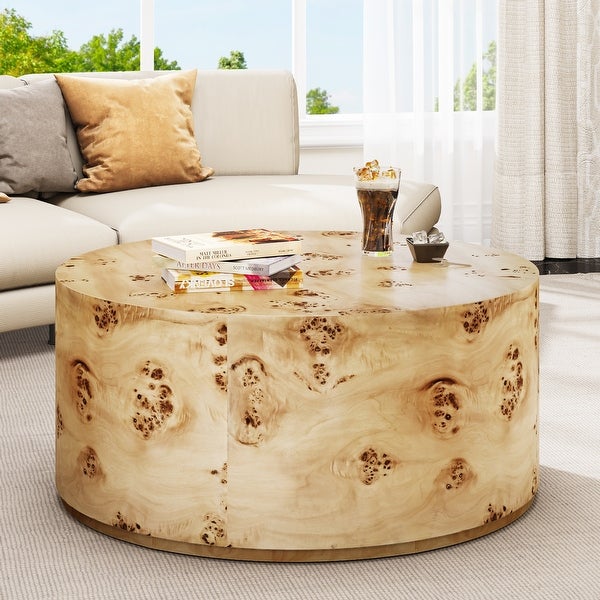 Modern Round Tree Burls Wood Coffee Table - 35