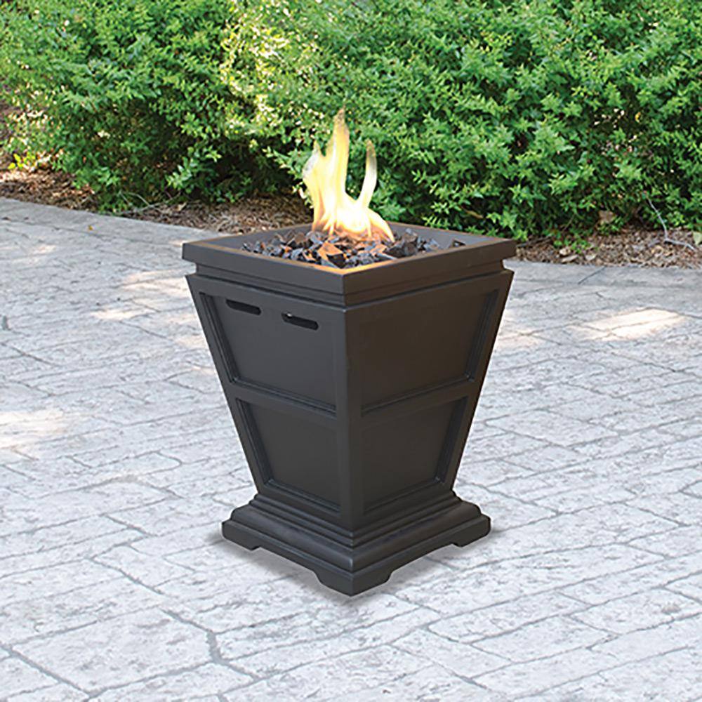 UniFlame 11 in. W x 11 in. D Tabletop LP Gas Fire Pit with Electronic Ignition and Lava Rocks GLT1343SP