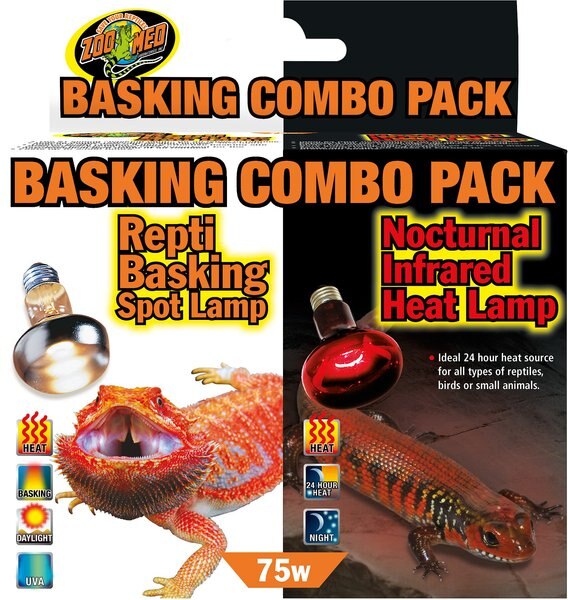 Zoo Med Repti Basking Spot Lamp and Nocturnal Infrared Heat Lamp Reptile Terrarium Basking Combo Pack