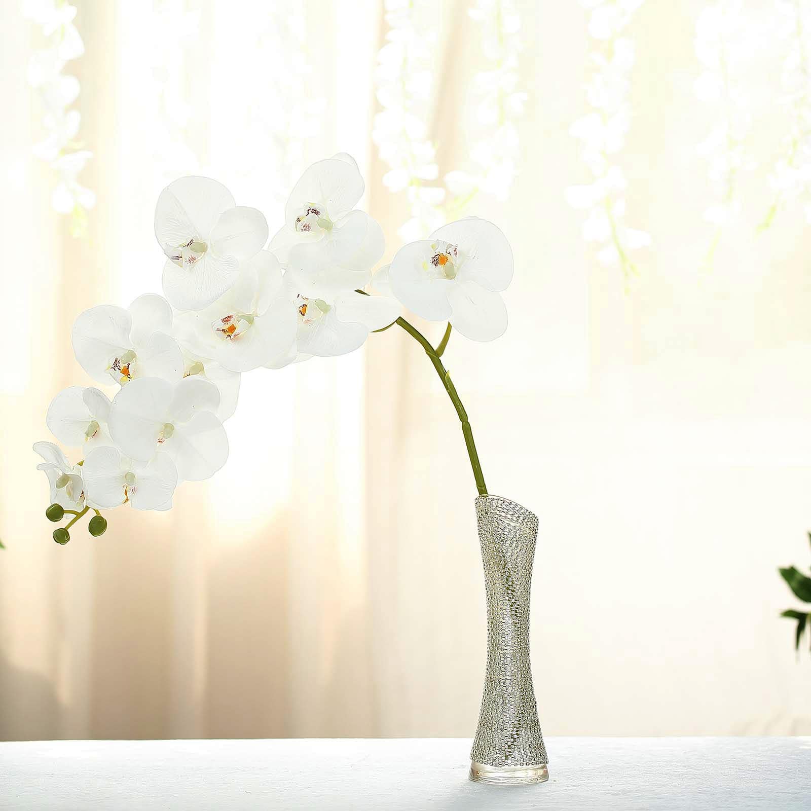 2 Stems White Artificial Silk Orchid Flower Bouquets 40