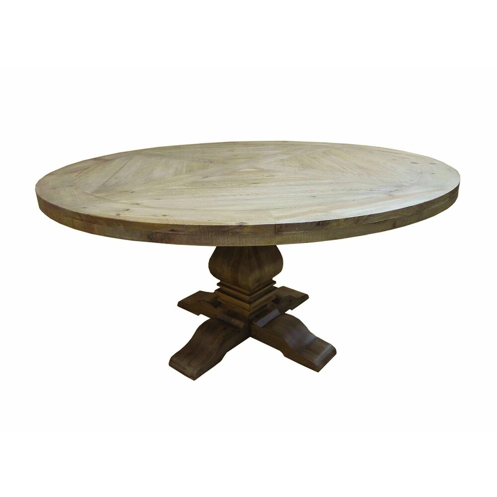 Round Wood Dining Table in Rustic Smoke Finish