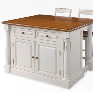 HOMESTYLES Monarch White Kitchen Island With Seating 5020-948