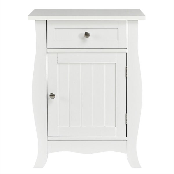 Gymax 2PCS Accent End Table with Drawer Storage Cabinet Nightstand - 17.5'' x 14'' x 23.5''