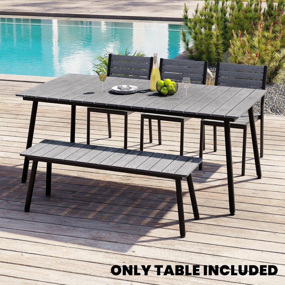 Outdoor Dining Furniture Rectangular Dining Table for 8 or 6 with Umbrella Hole