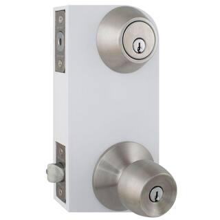 Defiant Brandywine Stainless Steel Entry Knob and Double Cylinder Deadbolt Combo Pack B86L2B