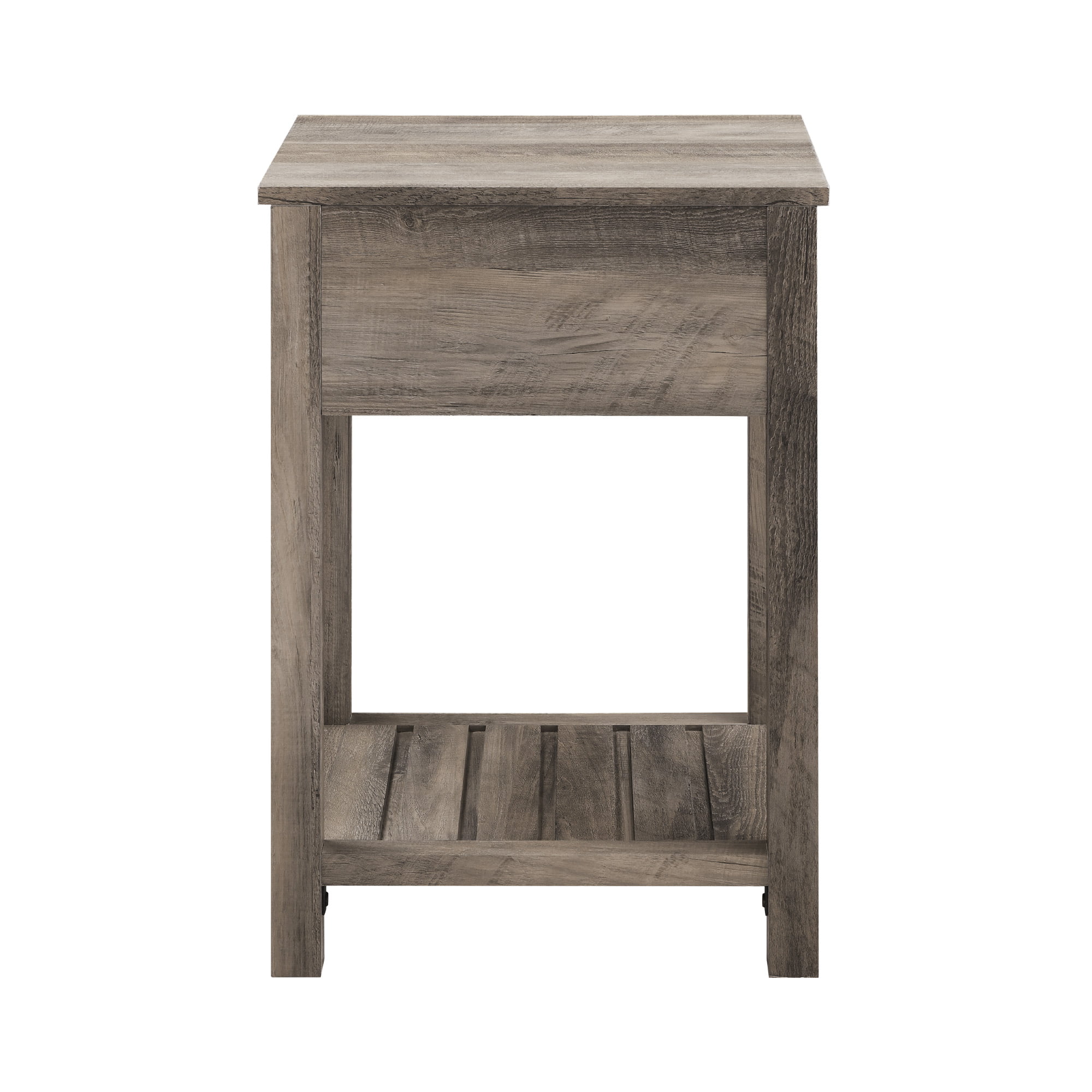 Woven Paths Farmhouse Single Drawer Open Shelf End Table， Gray Wash