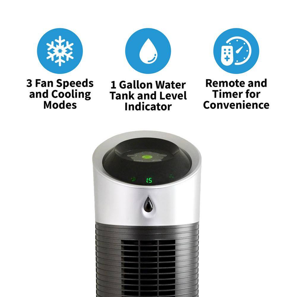 Luma Comfort 250 CFM 3-Speed 2-In-1 Compact Design Evaporative Cooler (Swamp Cooler) and Tower Fan for 100 sq. ft. - Black EC45S