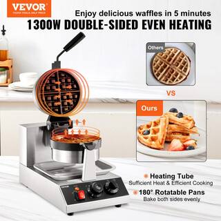 VEVOR Round Waffle Iron Non-Stick Stainless Steel Rotatable Waffle Cone 1300-Watt Commercial Waffle Maker YXHFBJHFBFGZ46VD6V1