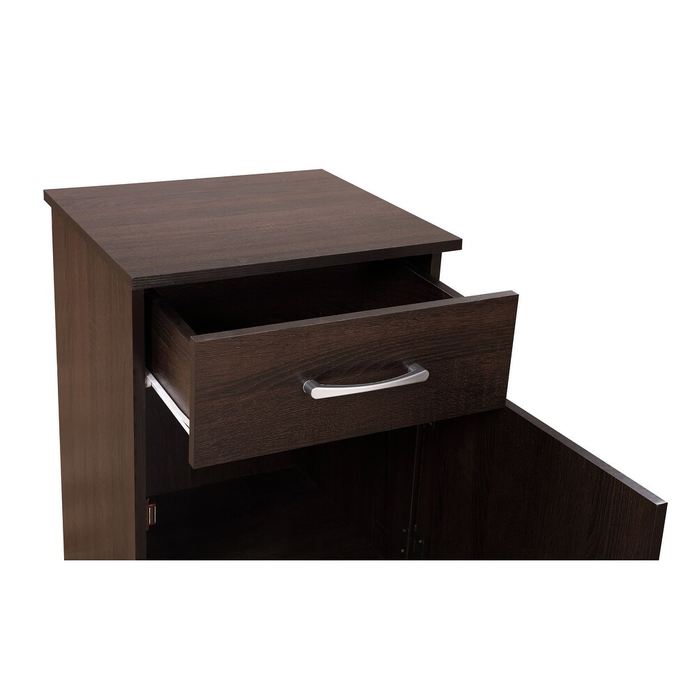 Alston 1 drawer and Cabinet Wood Nightstand