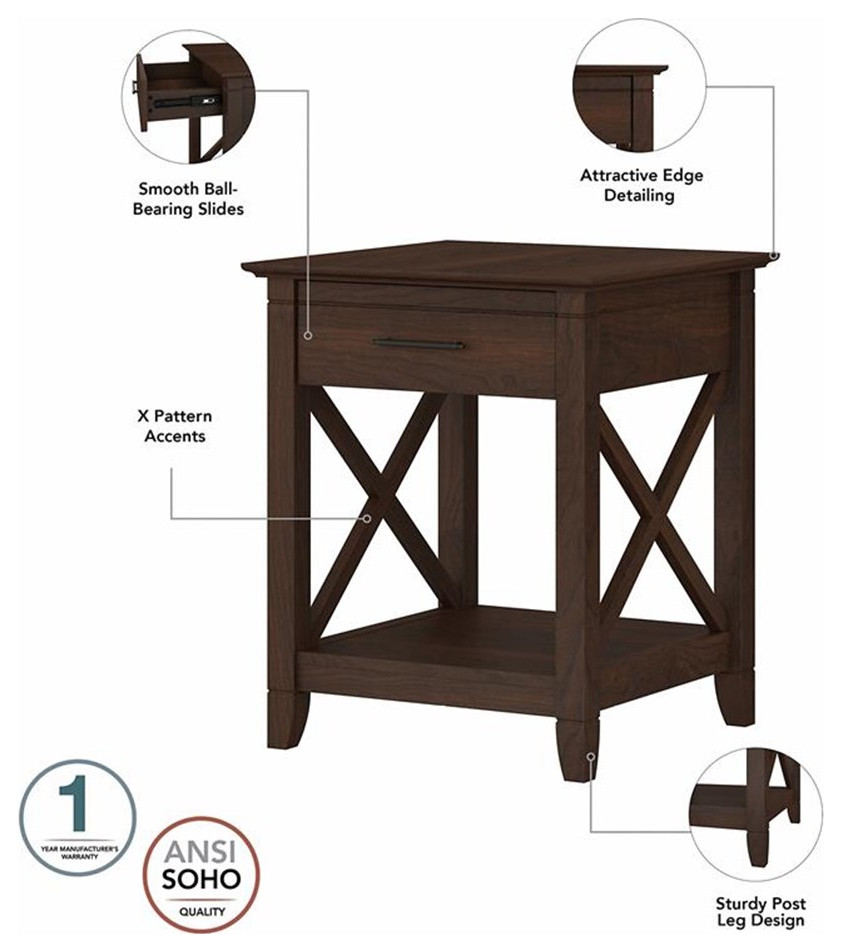 Key West End Table with Storage in Bing Cherry   Engineered Wood   Side Tables And End Tables   by Homesquare  Houzz