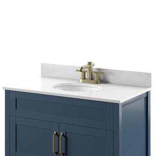 Twin Star Home 36 in. W x 20 in. D x 38 in. H Single Bath Vanity Side Cabinet in Franklin Blue with White Vanity Top with White Basin 36BV34018-F969