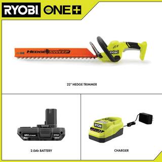 RYOBI ONE+ 18V 22 in. Lithium-Ion Cordless Hedge Trimmer with 2.0 Ah Battery and Charger P2690