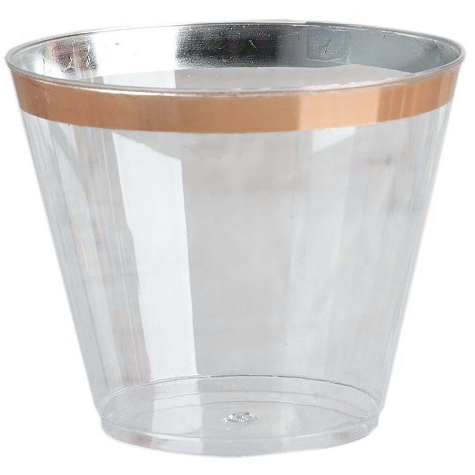 12 Pack Clear Rose Gold Rim Plastic Party Cups, Disposable Tumblers 10oz